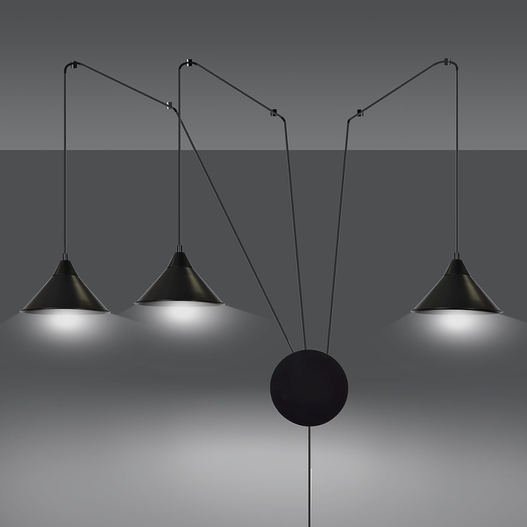 ABRAMO 3 BLACK 160/3 lampa sufitowa wisząca regulowana najnowszy design czarna loft Emibig